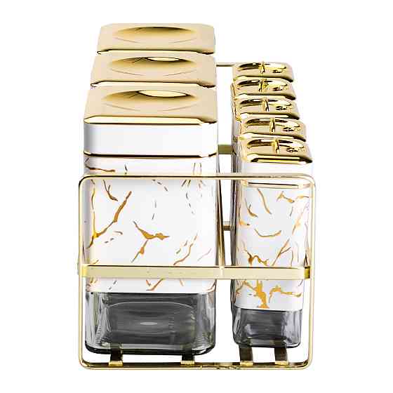 Yiwu Набір для приправ та спецій на підставці 8 штук з кришками Білий HP-1365 Коломия