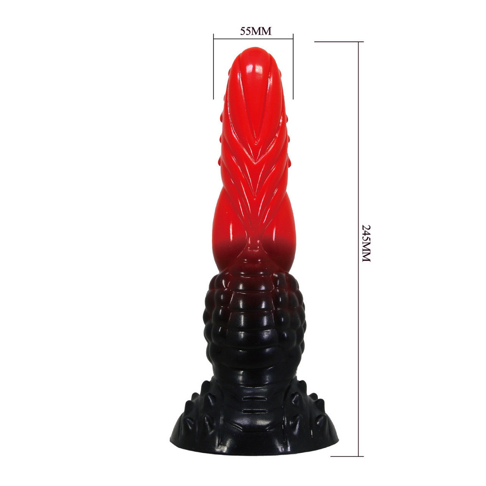 Фаллоимитатор силиконовый Power Monsters Fire Dragon на присоске, черно-красный, 5.5 см х 24.5 см Sex Aura Киев - изображение 7