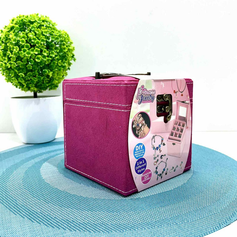 Набір для творчості прикраси дзеркальце набір намистин та підвісок основи для браслетів та намиста пінцет у валізі Рожевий Чернигов - изображение 2