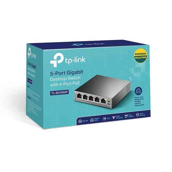 Комутатор TP-Link TL-SG1005P (1хGE, 4xGE PoE, max 53W) Ні Харків