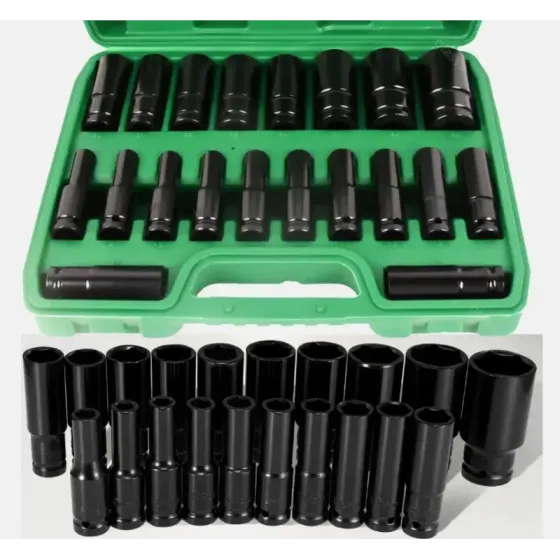 Набор ударных головок 20 шт. 1/2 дюйма, метрический привод 8–32 мм, глубокий 6-гранный набор с кейсом Коломыя