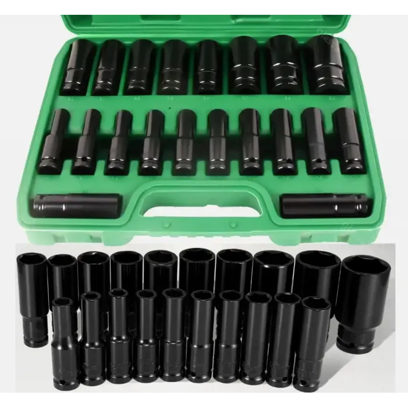 Набор ударных головок 20 шт. 1/2 дюйма, метрический привод 8–32 мм, глубокий 6-гранный набор с кейсом Коломыя - изображение 2