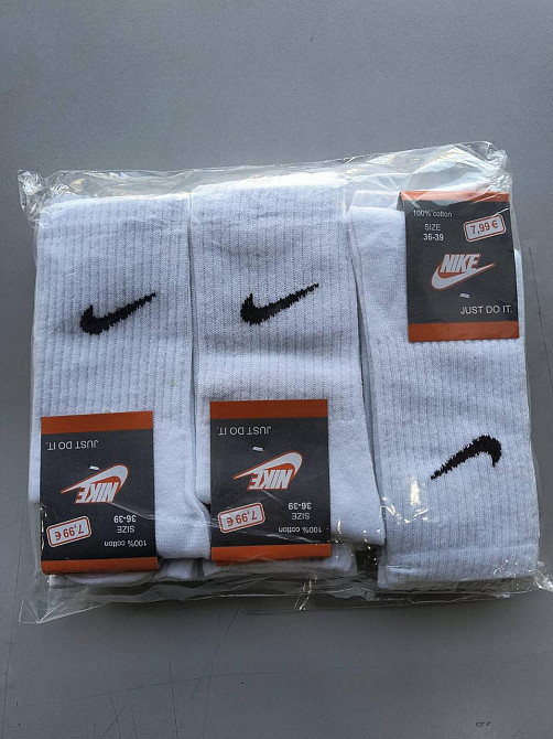 Набор женских высоких белых носков. Хлопок. 12 штук в уп. Nike socks 39-41 Киев - изображение 4