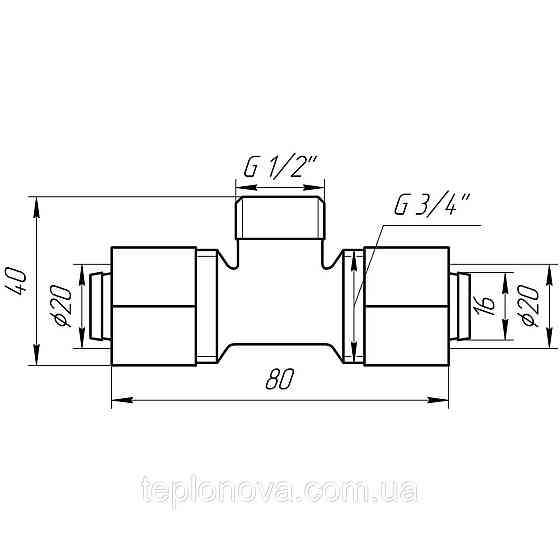 Тройник с наружной резьбой APE 733 L 20х1/2″x20 ITALY Черновцы