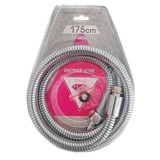 Шланг для душу TOPAZ TSH-6004-175 хром 175см посилений рухома гайка, Blister Тернопіль