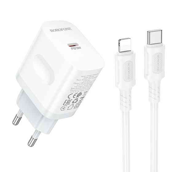 Мережевий зарядний пристрій з кабелем BOROFONE BA99A Breeze single port PD20W charger set(C to iP) White Одеса