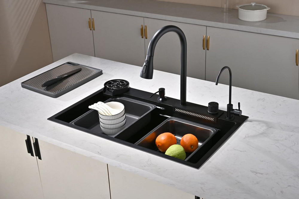 Кухонная мойка водопад Willda черная / Nano Black 68x46x22 см (522080823) Киев - изображение 1