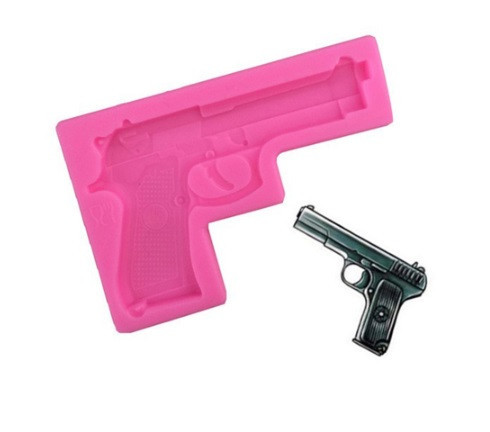 Молд силиконовый Пистолет 105 на 75 мм розовый Киев - изображение 3