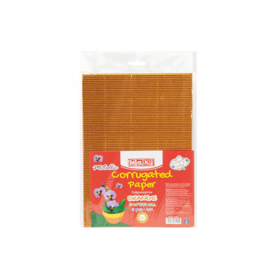 Цветной картон Maxi A4 Гофрокартон металлизированный 21х29,7 см оранжевый (MX61904) Винница - изображение 1