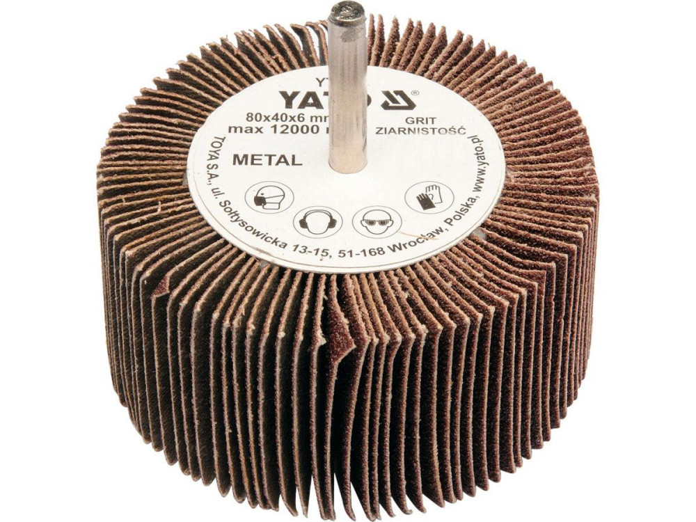 Круг пелюстковий шліфувальний YATO P40, Ø= 80 мм h= 40 мм, шпиндель Ø= 6 мм [10/60] Одесса - изображение 1