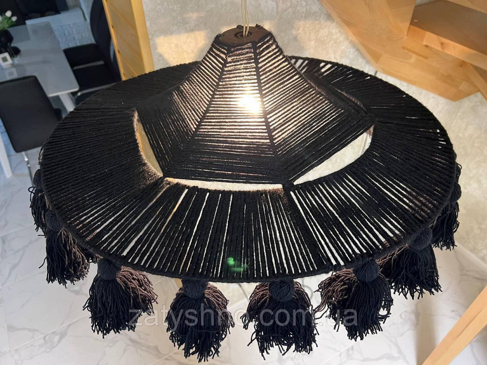 Люстра плетеная черная  круглая Киев - изображение 9