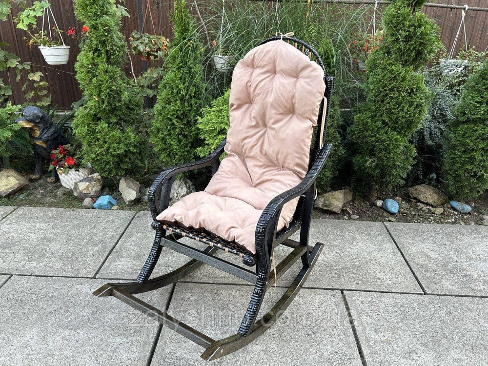Кресло качалка черная с розовой накидкой Киев - изображение 6