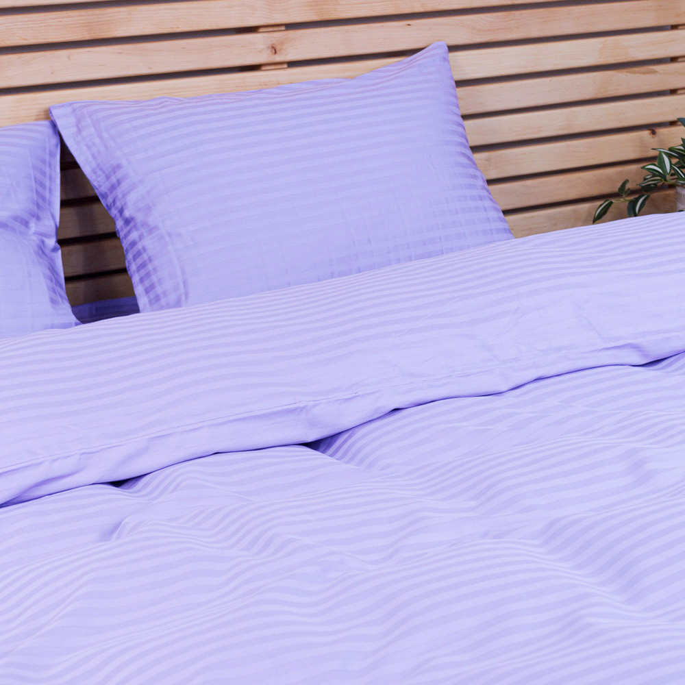 Постільна білизна Євро комплект Страйп Сатин 125 г/м2 YouStar (Лавандовий) 2 х 50х70 Суми - фото 2