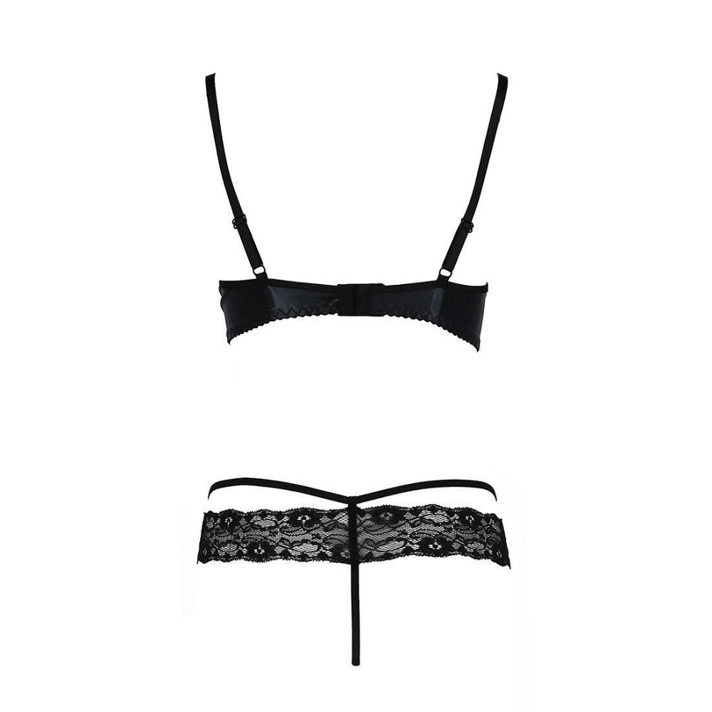 Комплект белья Passion Exclusive NORTH SET L/XL, black, лиф и трусики с элементами под латекс Sex Aura Киев - изображение 6