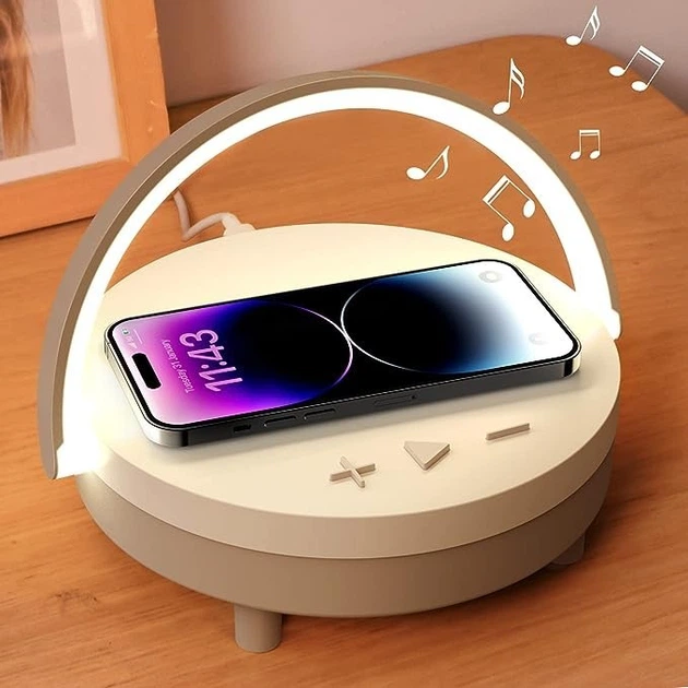 Б/в Бездротова зарядка 3в1 15W з Bluetooth-колонкою та сенсорною LED-лампою (Нічник-органайзер MAIMEITE 4-в-1) Київ - фото 9
