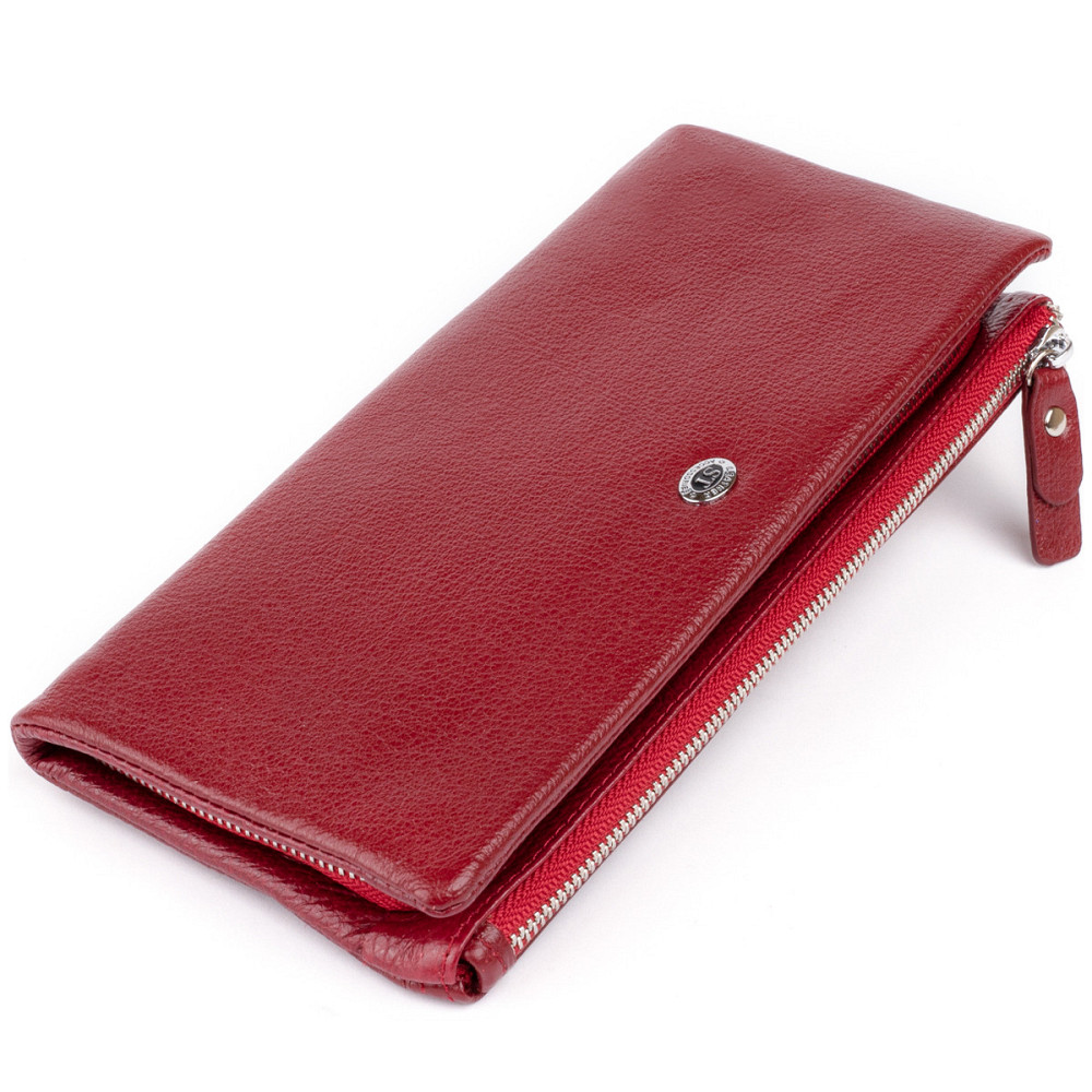 Шкіряний гаманець-клатч з кишенею для телефона бордовий (ST Leather) Київ - фото 19