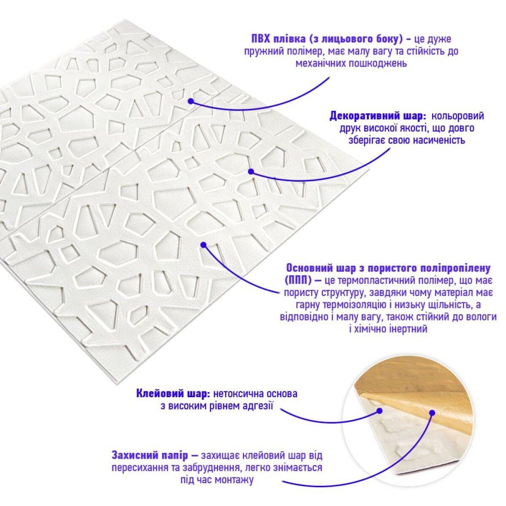 Самоклеюча декоративна настінно-стельова 3D панель 700х700х6,5мм Павутина (115) SW-00000007 Дніпро - фото 2