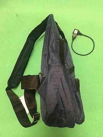 Мужская сумка тактическая через плечо синя (джинс) - размер сумки 30*20см, 4 кармана, с USB шнуром в комплекте Киев