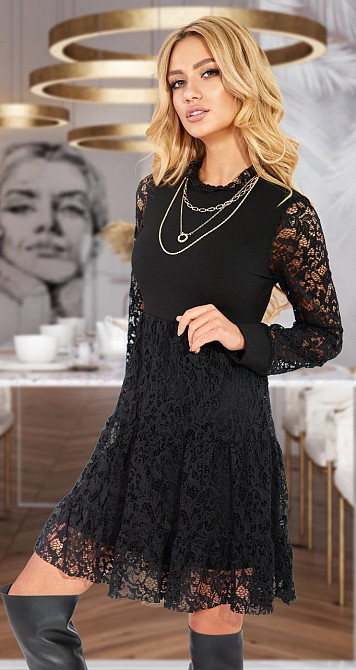 Чёрное гипюровое платье Киев - изображение 2