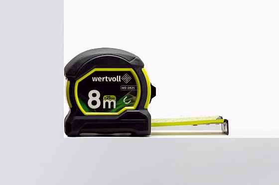 WERTVOLL Рулетка WERTVOLL 8 м×25 мм з магнітами фіксатор полотна покриття TPR нейлонове покритт Київ