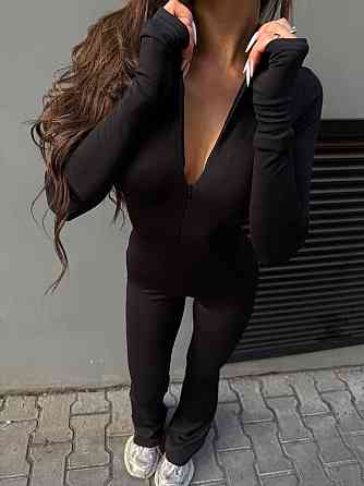 Женский теплый базовый комбинезон из микродайвинга на флисе Черный, 46/48 Одесса