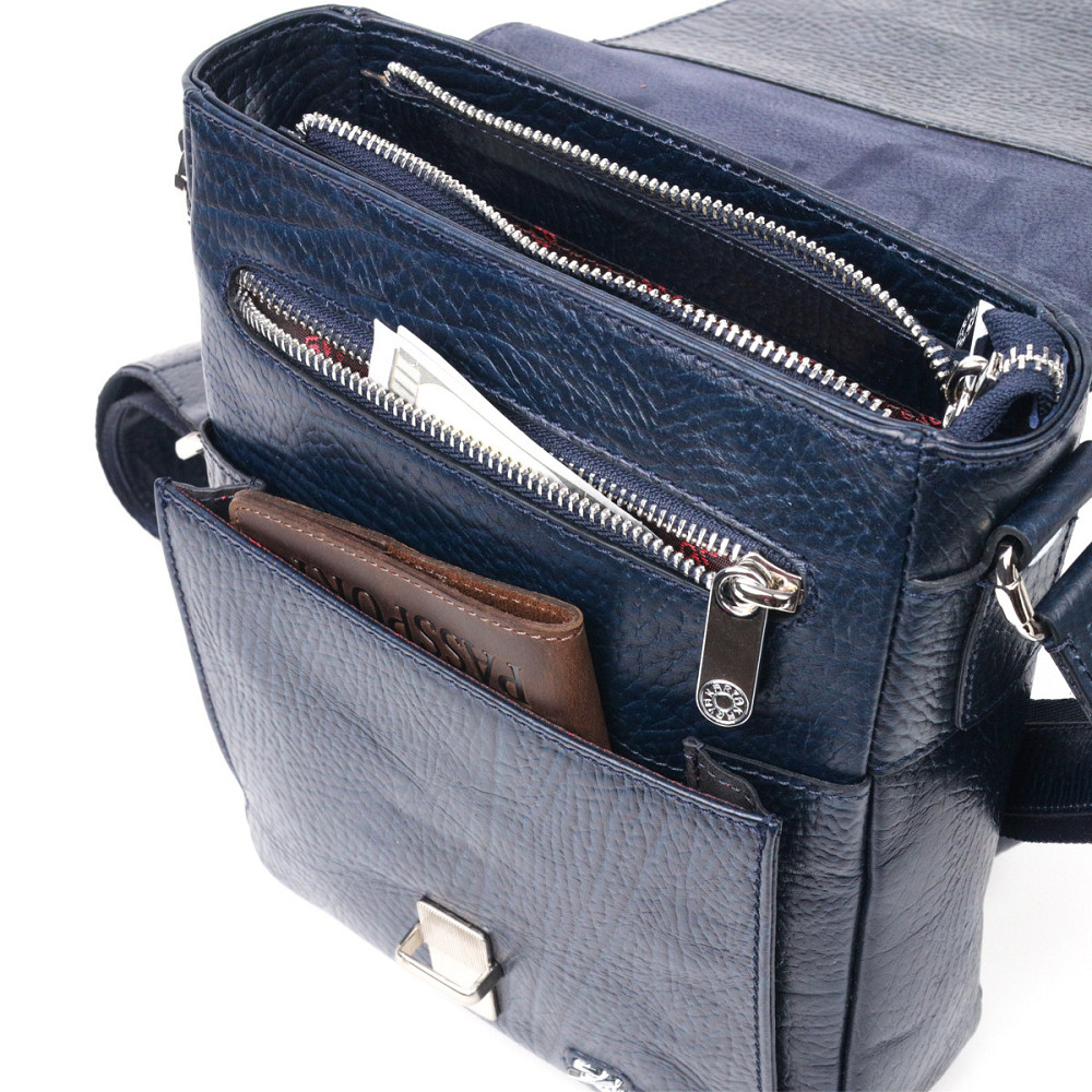 Практичная мужская сумка KARYA 20840 кожаная Синий Киев - изображение 9