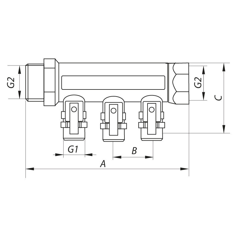 Колектор з кульовими кранами та фітингом Koer KR.1125-4 - 3/4”x4 Ways (KR2837)   ( 22989 ) Харків - фото 2