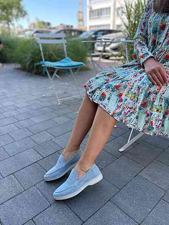 Лоферы женские KATI SHOES голубые натуральная замша демисезонные 36-40 (141) Коломия