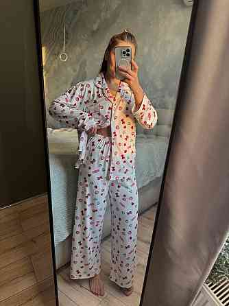 Женский домашний костюм двойка: рубашка и брюки с принтом коттон 46/48 Одесса