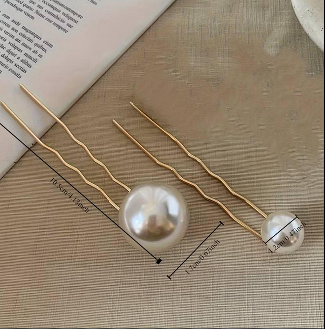 Шпильки для волосся з перлинами U-подібні, 2 шт Київ - фото 2