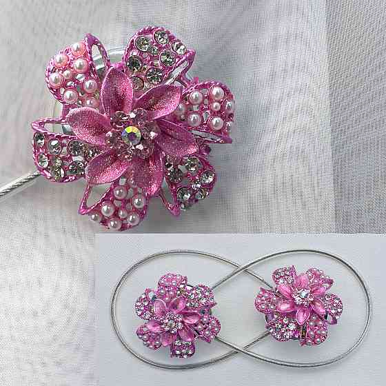 Магніти для штор та гардин "Flowers" набір 2 шт Рожевий (81-230) Київ