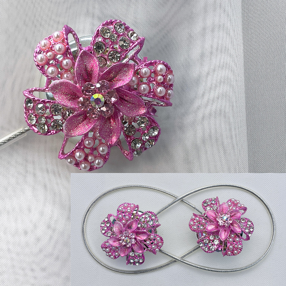 Магніти для штор та гардин "Flowers" набір 2 шт Рожевий (81-230) Київ - фото 1