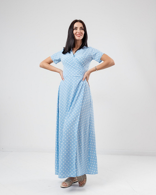 Летнее платье в пол Кайли 44, Голубой Киев - изображение 1