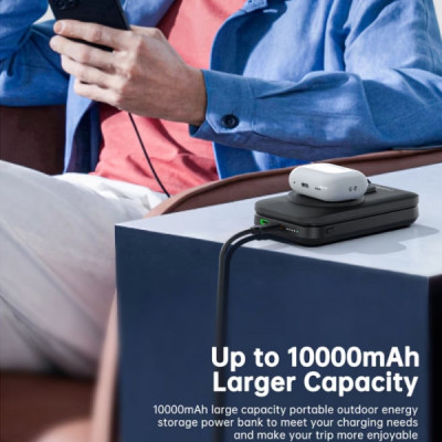 Батарея универсальная Choetech Magnetic Wireless 10000mAh 20W, PD, Qi-2 15W, USB-C, Lightning, Apple Watch charger (B750-CCBK) Винница - изображение 2