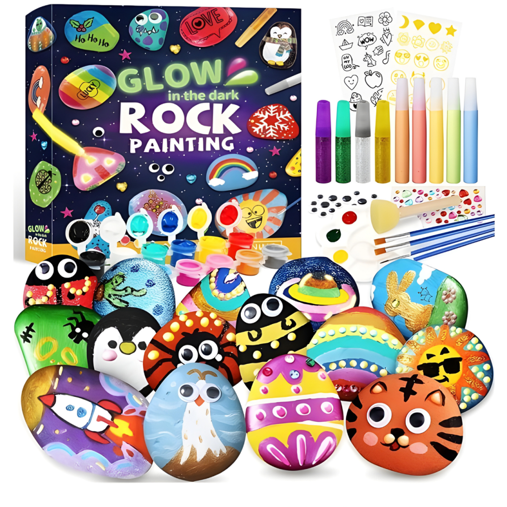 Творческий набор для рисования на камне: светящиеся краски, кисти, наклейки, комплект для хобби и детей Каменец-Подольский - изображение 9