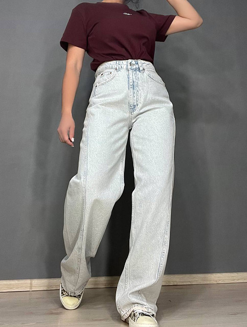 Джинсы женские Twin 1268-455 palazzo jeans широкие скошенный боковой шов палаццо высокая талия светло-голубые, светло-голубой, 38, 38, 80 см, 113 см Киев - изображение 10