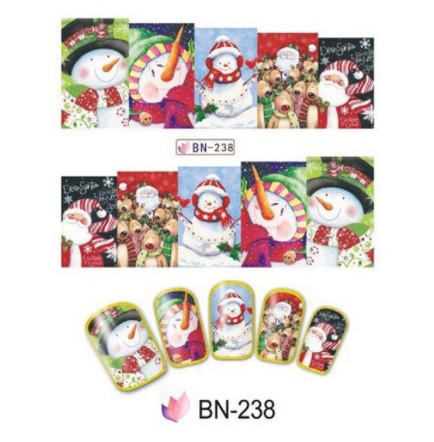 Стикеры для ногтей новогодние снеговики - размер наклейки 6*5см, инструкция по применению есть в описании Киев - изображение 1