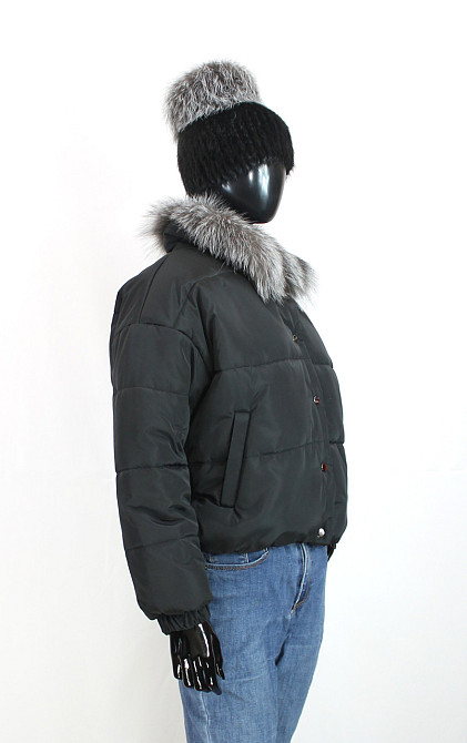 Демисезонная женская куртка з меховым воротним Черный 42 Харьков - изображение 3