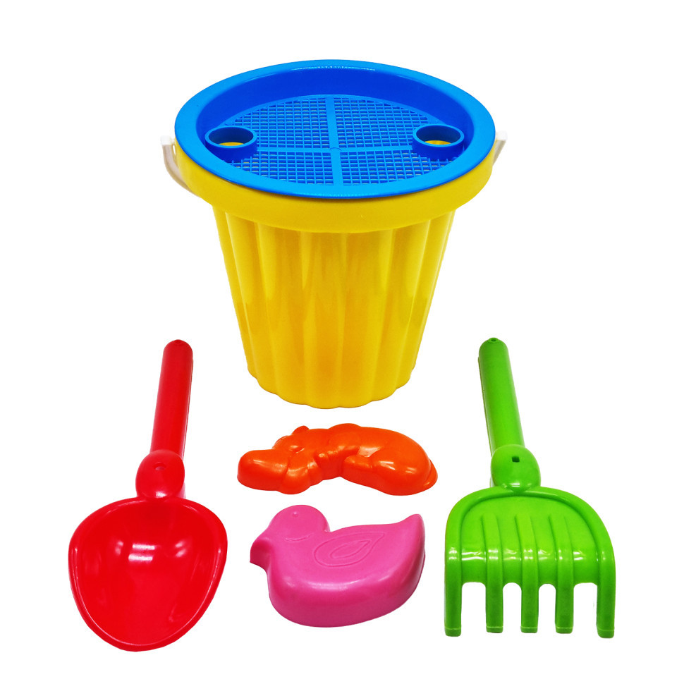 Пісочний набір "Великий" Mtoys S0004 лопатка, граблі та дві пасочки Жовтий Вінниця - фото 1