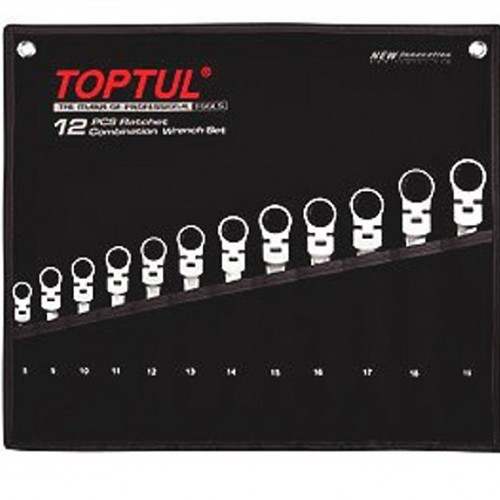 Набір ключів з тріскачкою і шарніром комбінованих TOPTUL 12ед. 8-19мм в чохлі GPAQ1204 Одеса - фото 1