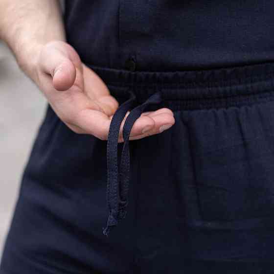 Шорти чоловічі льняні з кишенями темно-сині Pobedov Marsel Київ