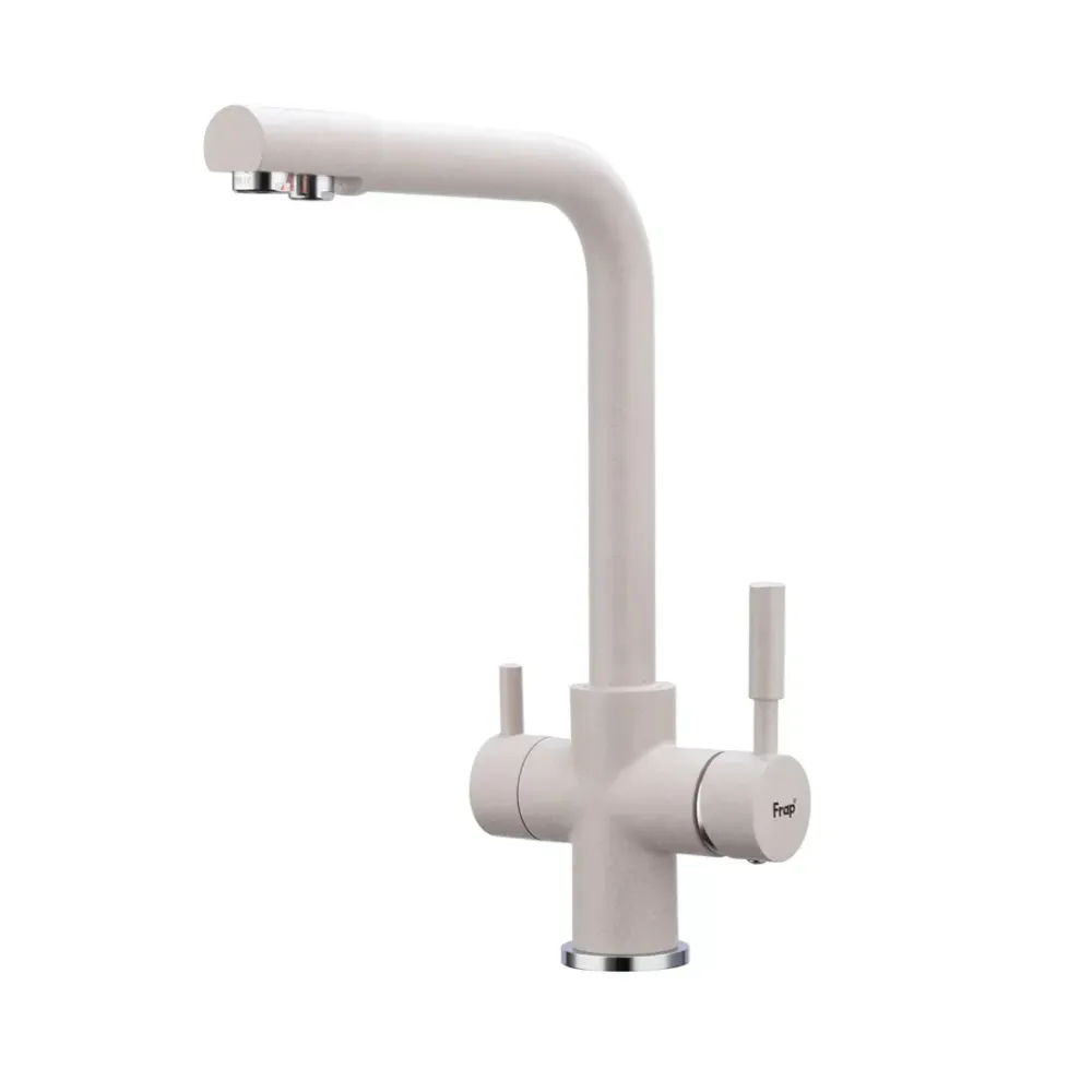 Смеситель для кухни под фильтр Frap F4352-24 на две воды, бежевый Киев - изображение 1