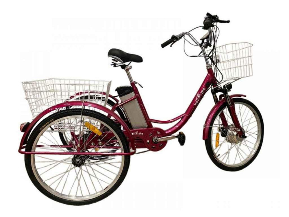 Електровелосипед 24 500W дорожній триколісний PAS бордовый ТМ KELB.BIKE Київ - фото 1