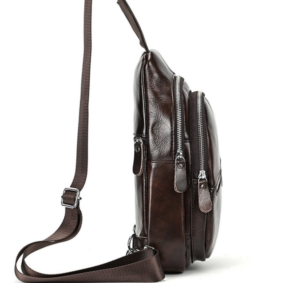 Чоловіча коричнева шкіряна сумка-бананка TIDING BAG Київ - фото 4