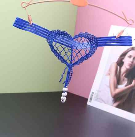 Трусы с бусинами синие - размер универсальный (на резинке), 15% нейлон, 85% полиэстер Киев