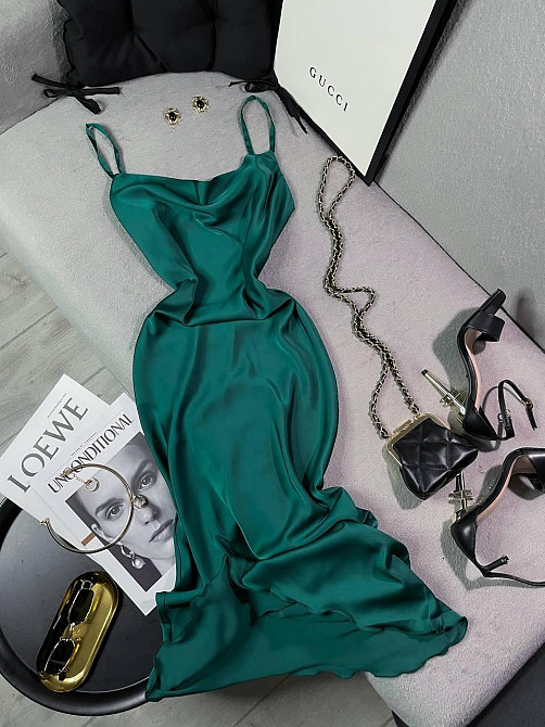 Женское романтическое элегантное платье шелк Зеленый, 42/44 Одесса - изображение 5