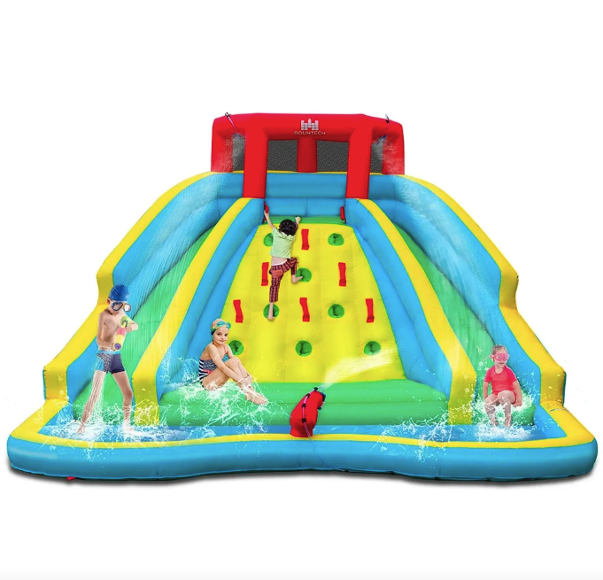 Надувна водна гірка Costway Summer зі стійкою для скелелазіння двостороння Київ - фото 4