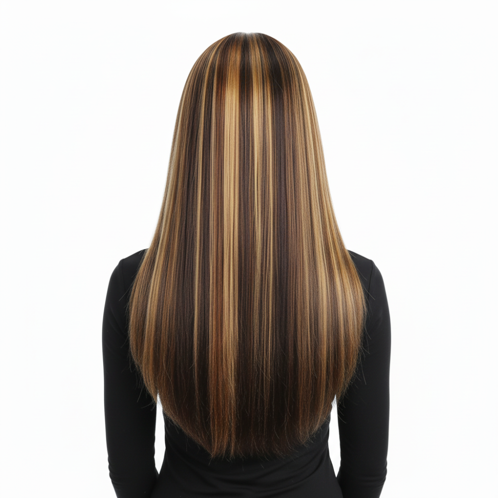 Длинный парик из прямых искусственных волос омбре 70 см Каштановый с Блонд Винница - изображение 2
