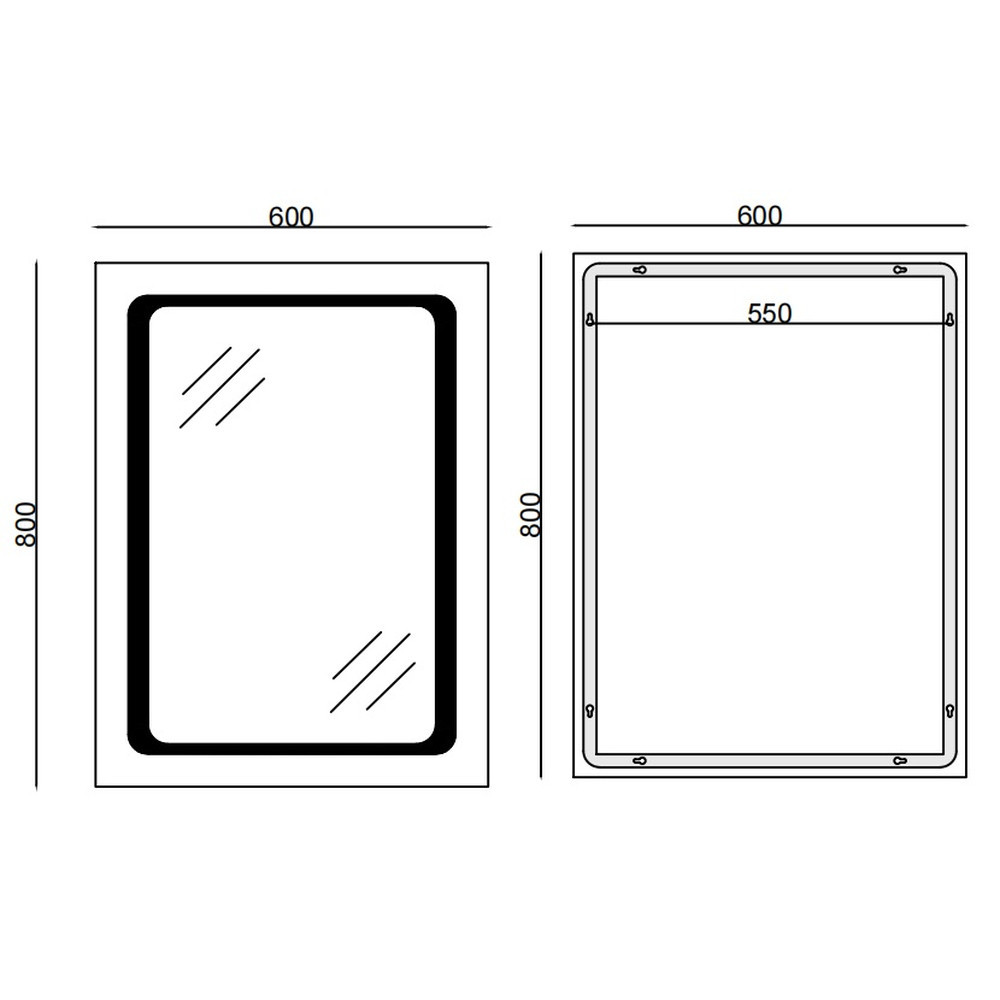 Дзеркало MIXXUS TWEE MR09-80x60-REVERSE з LED Touch, Anti-fog, димером, рег. яскравості (MI6660) Київ - фото 2