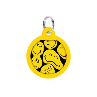 Адресник для тварин WAUDOG Smart ID з QR паспортом "Смайли на чорному", коло 25 мм (225-0181) Вінниця